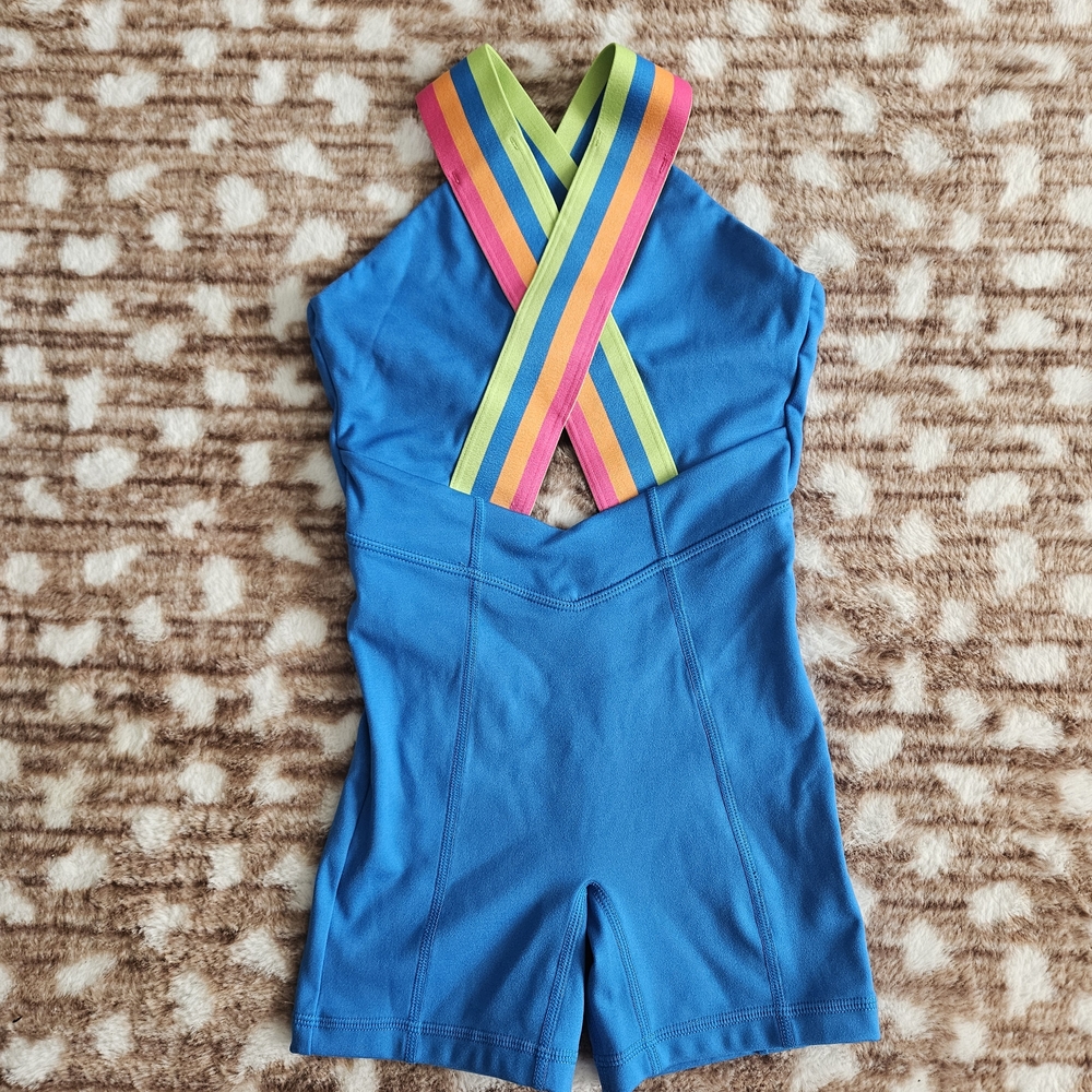 Jo+Jax Girls Blue One Piece with Multicolor Straps